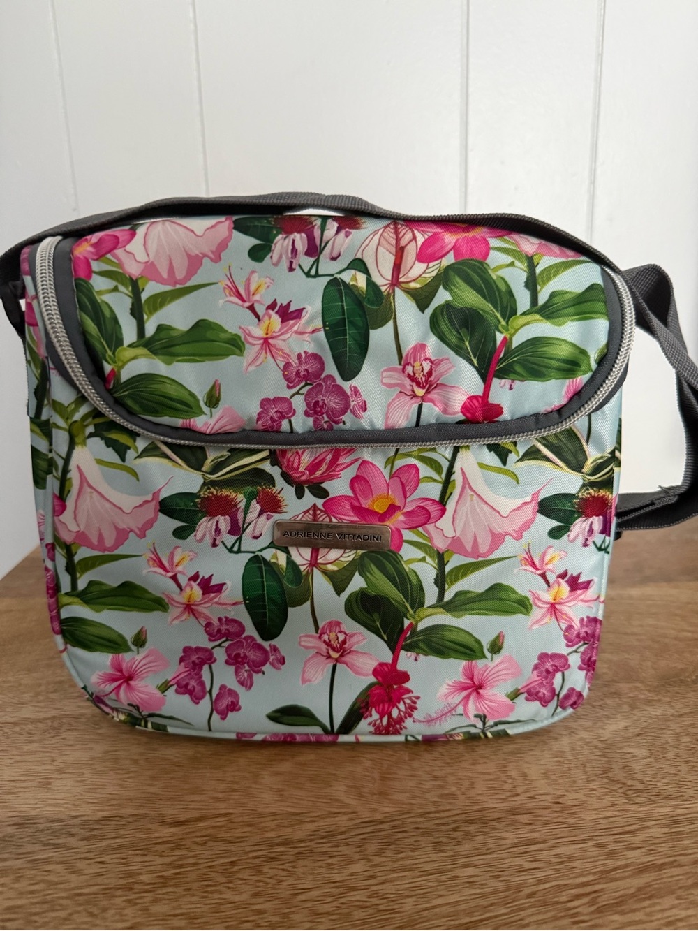 Adrienne Vittadini Floral Cooler/Travel Bag in Pink and Green and Blue